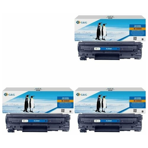 картридж nvp nv ce285a для принтера laserjet p1102 p1102w m1132 m1212nf m1214 m1217 1600 стр G&G Картриджи комплектом совместимые SEINE G&G GG-CE285AX-3PK CE285AX черный 9K