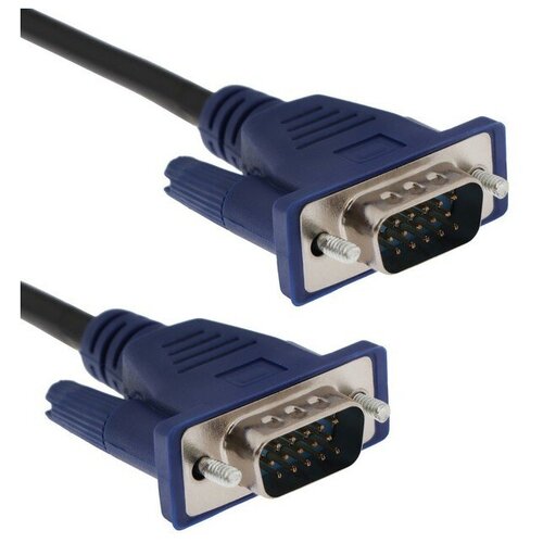 Кабель видео LuazON, VGA (m) - VGA (m), 1 м, чёрный кабель видео vga m vga m 2 6 м чёрный
