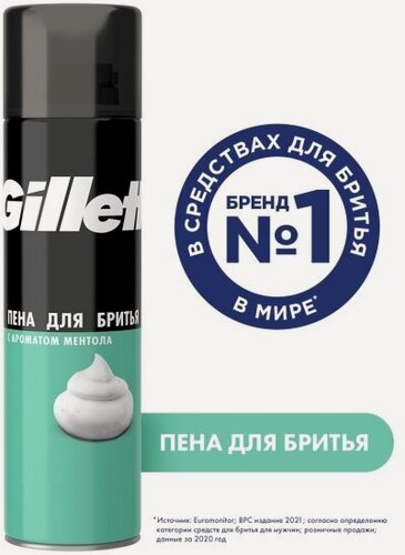 Изображение товара Пена для бритья Gillette с ароматом ментола, 200 мл