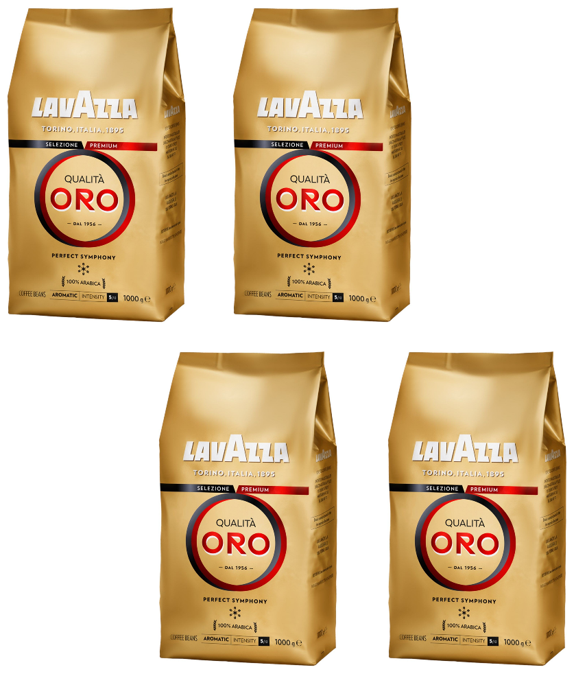 Набор из 4 штук: Кофе в зернах Lavazza Qualita Oro, original, 100% арабика, вакуумный пакет с клапаном 1 кг * 4 штуки - фотография № 7