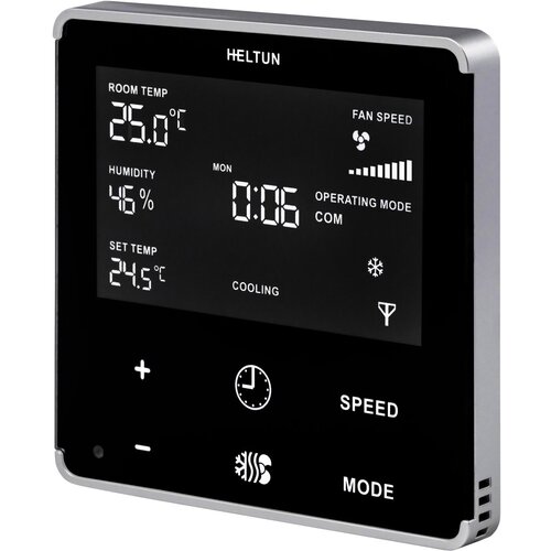 Устройство управления фанкойлом Heltun черная панель серебристая рамка 2099000₽