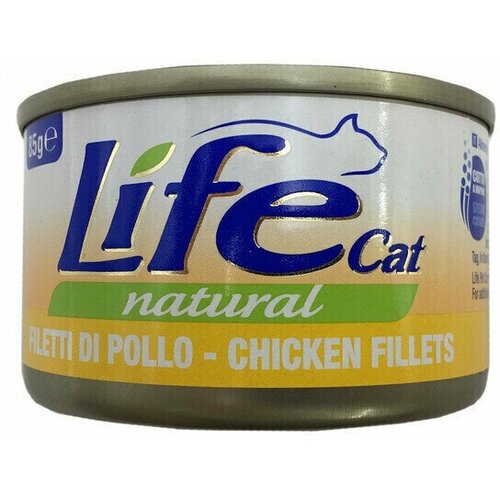 Влажный консервированный корм Lifecat chicken для кошек, курица в бульоне, 85гр, 9шт