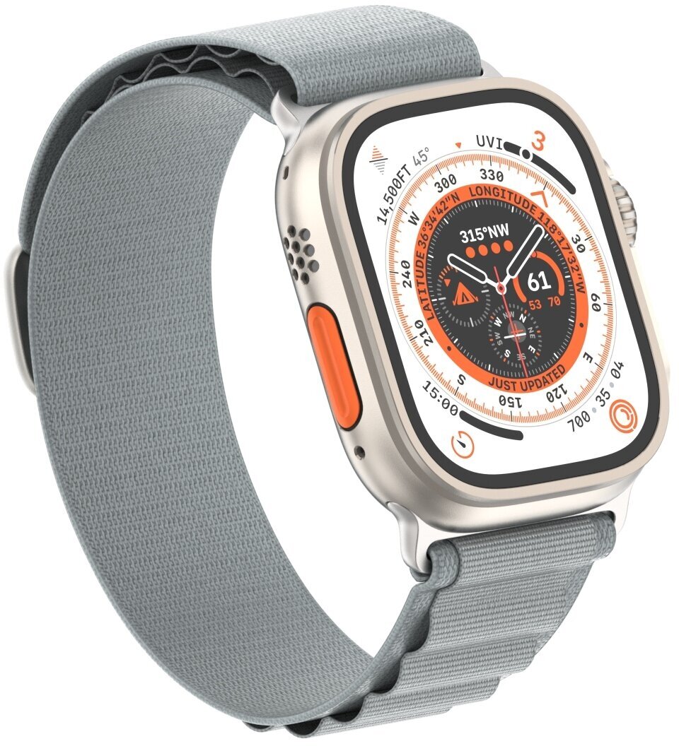 Ремешок для умных часов Apple Watch (Эпл Вотч) 42/44/45/49mm InnoZone Alpine Loop, серебристый, нейлоновый