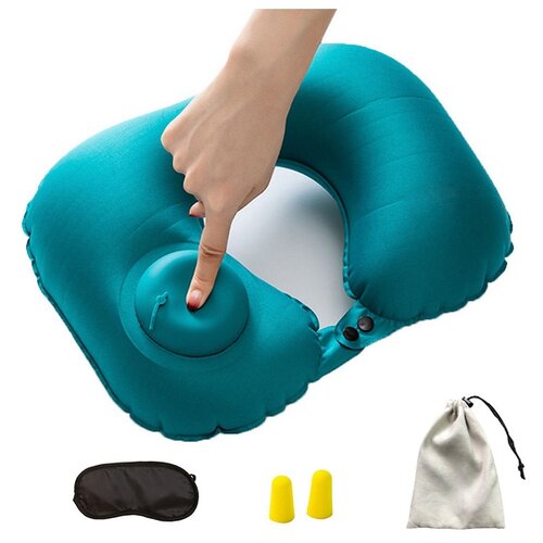фото Дорожная подушка для шеи со встроенным насосом, синий цвет travel season