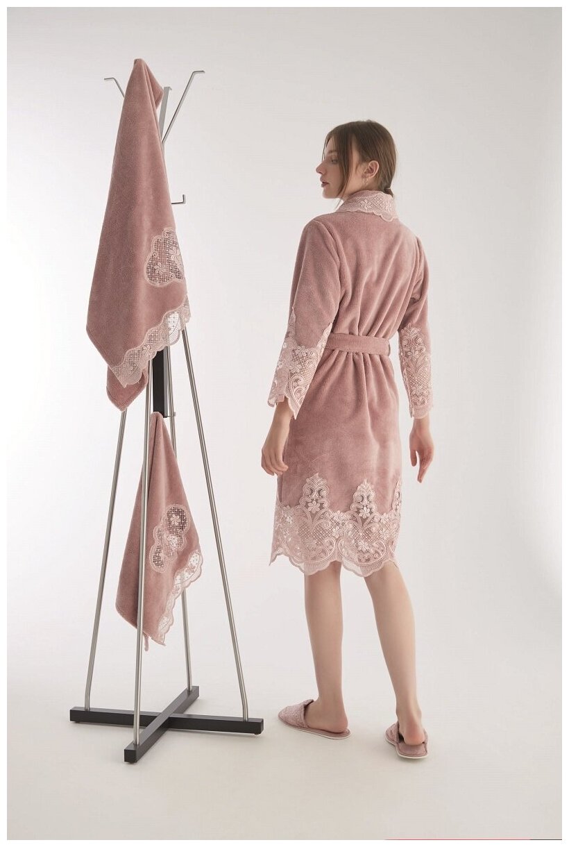 Nusa Банный комплект с халатом Alison цвет: пудровый (S) - фотография № 3