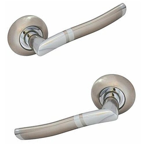 Ручки дверные на розетке межкомнатные Light Style Генуя Мат Никель - Полир Хром (2шт)