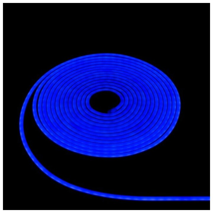 Гибкий неон Luazon Lighting 6 × 12 мм, IP65, 5 м, SMD2835, 120 LED/м, 12 В, свечение синее - фотография № 1