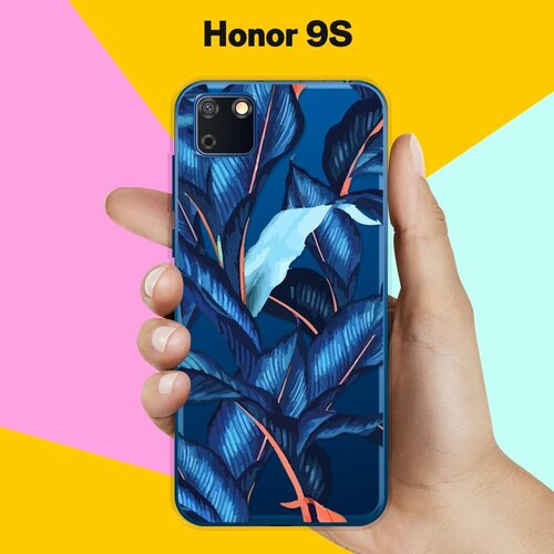 Силиконовый чехол Синие листья на Honor 9S силиконовый чехол на honor 9c хонор 9с синие ирисы прозрачный