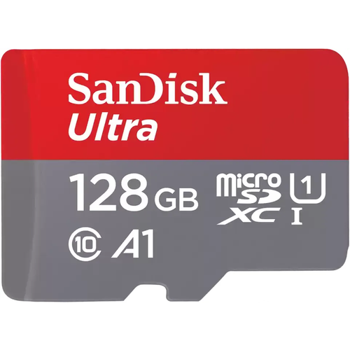 Карта памяти SanDisk 128GB microSDXC Class 10 Ultra UHS-I A 1 (140 Mb/s) + SD адаптер карта памяти sandisk sdxc 64 гб class 10 uhs i r w 120 10 мб с черный