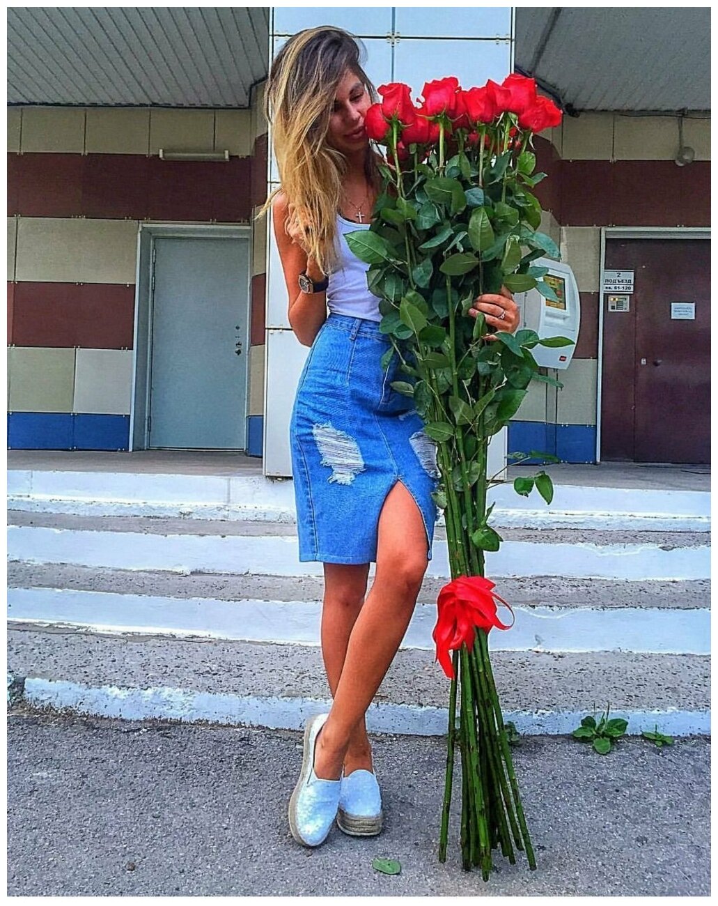 Букет Высокие Розы, 15 шт / Гигантские (Длинные) Розы / Доставка Цветов / 15 роз, 140 см