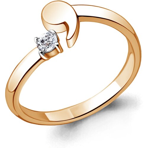 фото Кольцо из золочёного серебра aquamarine а68678а-п с фианитом, размер 16,5 diamant-online