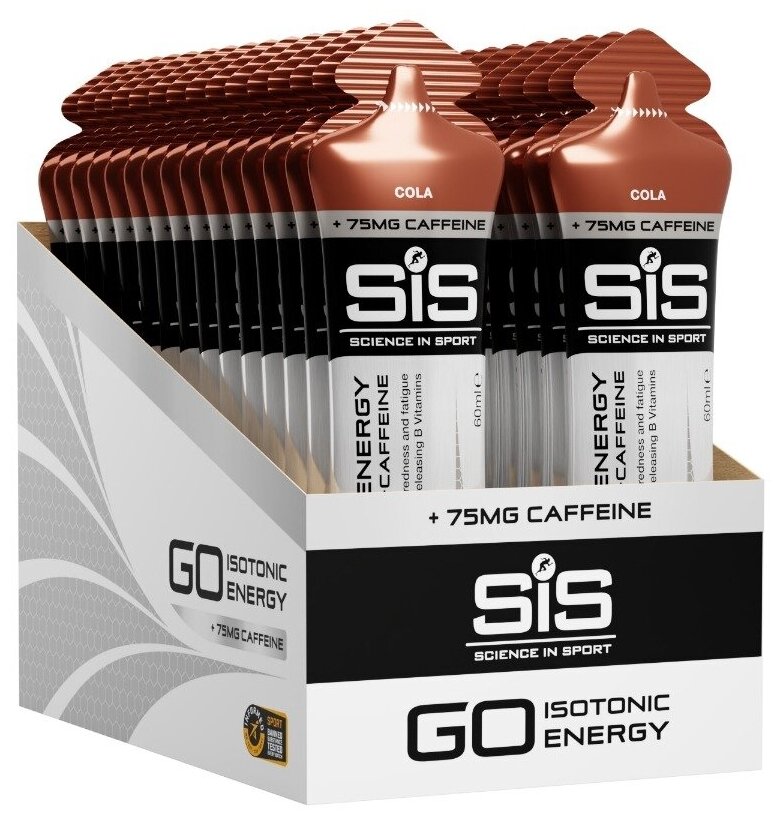 Гель питьевой SCIENCE IN SPORT (SiS) GO Energy 75mg caffeine 30 x 60 мл + кофеин, Кола