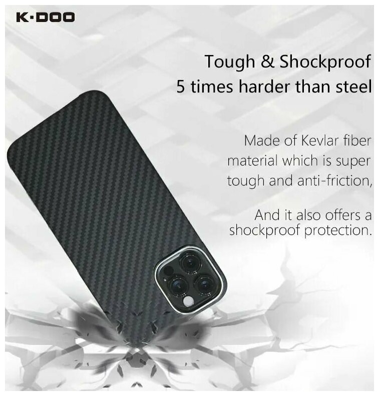 Чехол ультратонкий K-DOO Kevlar для iPhone 14 Pro Max, коричневый - фотография № 5
