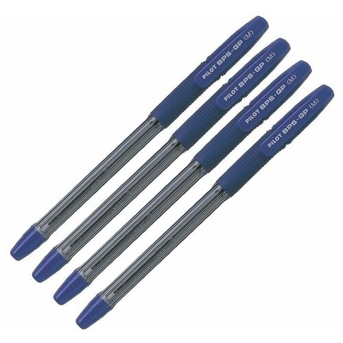 Набор ручек шариковых Pilot BPS-GP, резин упор, 1.0мм, масляная основа, чернила синие 4шт 4825379