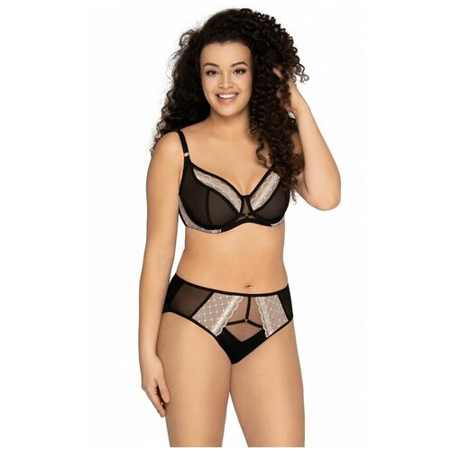 фото Бюстгальтер на косточках с контрастным кружевом 80j, черный ava lingerie