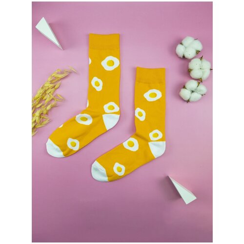 фото Носки мужские / носки женские / носки унисекс / разноцветные носки желтые с яичницами (р.38-44) 2beman