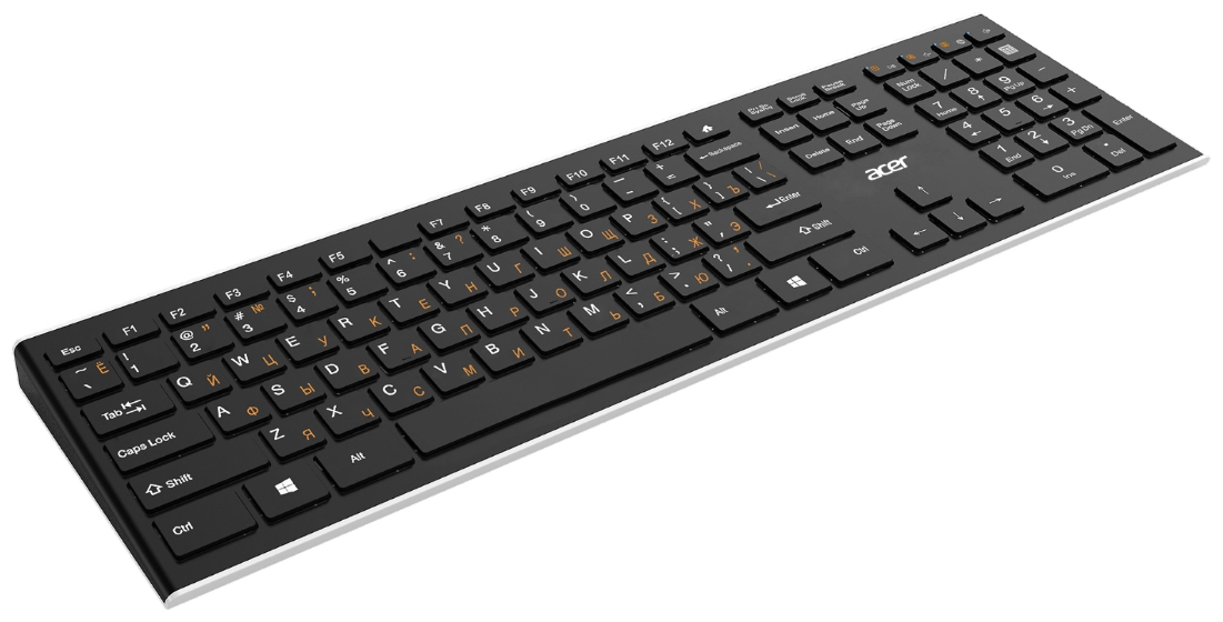 Беспроводная клавиатура Acer черная, тонкая / Клавиатура SLIM