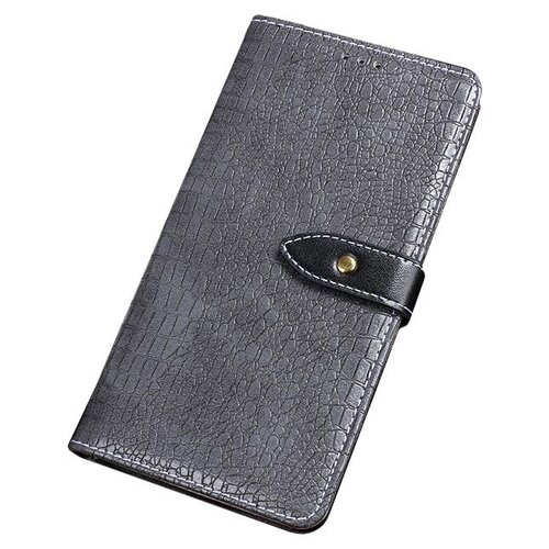фото Чехол-книжка mypads для lenovo a6 note с фактурной прошивкой рельефа кожи крокодила с застежкой и визитницей серый