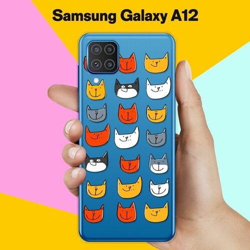 Силиконовый чехол Узор из котов на Samsung Galaxy A12 силиконовый чехол узор из планет на samsung galaxy a12