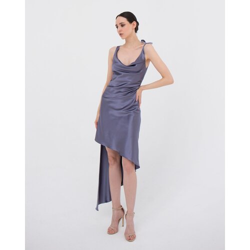 Платье TOPAZA PELLA, натуральный шелк, свободный силуэт, миди, размер 44, фиолетовый