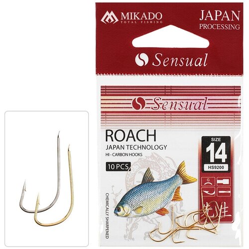 крючок mikado sensual roach hs9200 10 шт 6 Крючки Mikado SENSUAL - ROACH № 10 NI (с лопаткой) ( 10 шт.), HS9200-10N