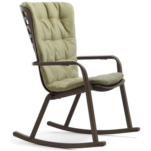 Пластиковое кресло-качалка с подушкой Nardi Folio, табак, зеленый