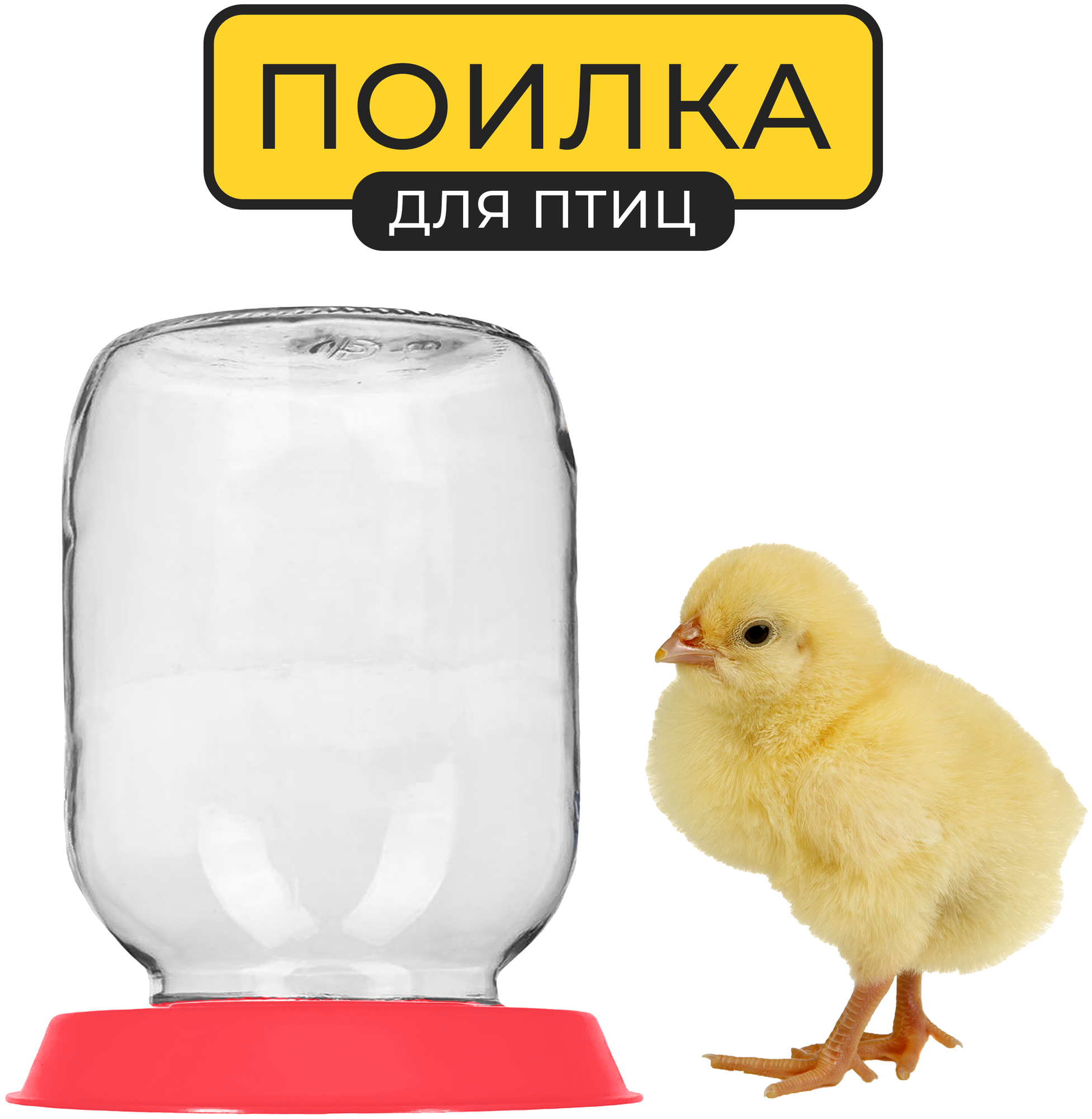 Поилка для птиц Yoma Home, вакуумная, под стеклянную банку, для животных, для цыплят, пластиковая, красная