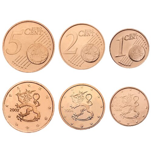 Финляндия набор монет от 1 до 5 евро центов 2002-2004 г. в, состояние UNC (без обращения) 2017 монета эстония 2017 год 5 евроцентов сталь покрытая медью unc