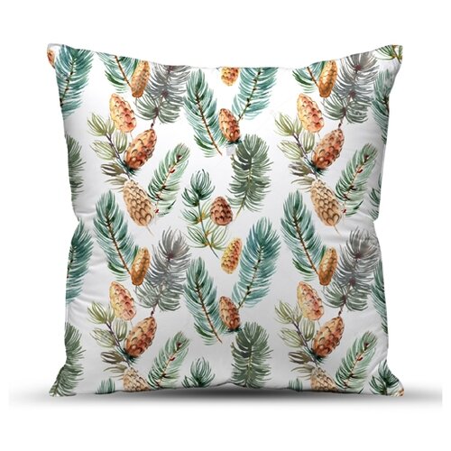 фото Подушка декоративная с фотопечатью "новый год", габардин; шишки; размер: 40 х 40 традиция