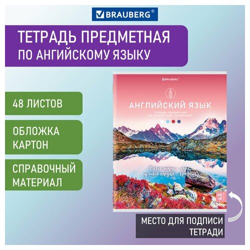 Тетрадь предметная классика NATURE 48 л. обложка картон английский язык клетка BRAUBERG, 20 шт