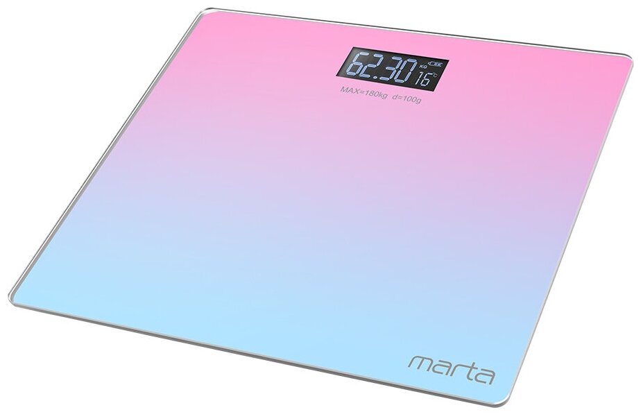 MARTA MT-SC1691 розово-голубой LCD весы напольные диагностические, умные с Bluetooth - фотография № 10
