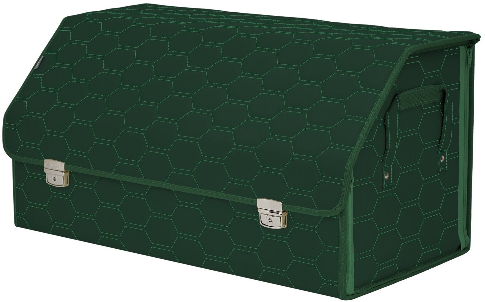 Органайзер-саквояж в багажник "Союз Премиум" (размер XL Plus). Цвет: зеленый с зеленой прострочкой Соты.