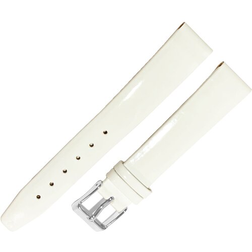 фото Ремешок 1603-01 (бел) лак белый кожаный ремень 16 мм для часов наручных лаковый из натуральной кожи женский лакированный ardi