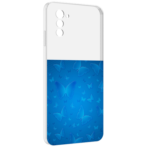 Чехол MyPads голубые-бабочки для UleFone Note 12 / Note 12P задняя-панель-накладка-бампер