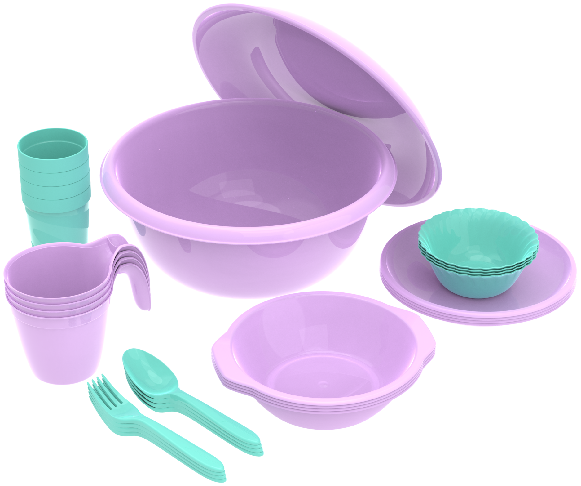 Набор посуды для пикника №8 «Выходные» (4 персоны, 30 предметов) / АП 183