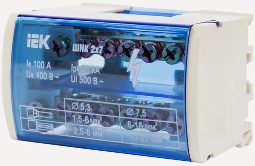 Изображение товара Шина на DIN-рейку IEK YND10-2-07-100 L+PEN, изолированная, латунь
