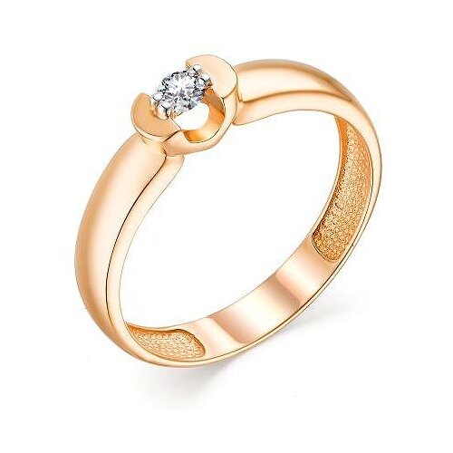 фото Алькор кольцо с 1 бриллиантом из красного золота 13689-100, размер 17.5