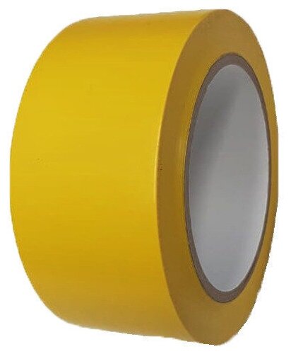 Лента самоклеящаяся ПВХ для разметки и маркировки, размер 75мм х 33м, цвет желтый, толщина 150мкм, SAFETYSTEP - фотография № 3