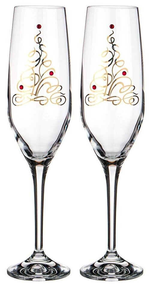 Набор бокалов для шампанского 190мл из 2 штук стразы Bohemia Crystal (146559)
