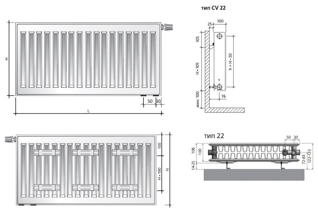 Радиатор стальной панельный Royal Thermo VENTIL COMPACT VC22 500-500 - фотография № 9