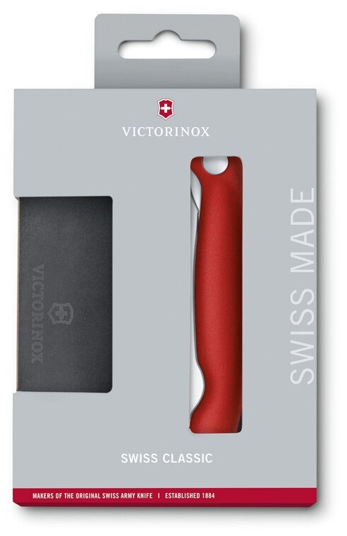 Набор VICTORINOX Swiss Classic: складной нож для овощей 11 см с волнистой заточкой, красная рукоять и разделочная доска 16.8 x 12.2 см 6.7191. F1