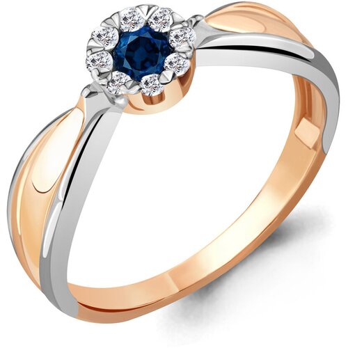 фото Золотое кольцо aquamarine 963784кс с бриллиантом и сапфиром diamant-online