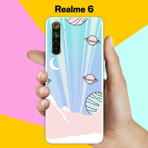 Силиконовый чехол на realme 6 Розовые горы / для Реалми 6 силиконовый чехол на realme 6 реалми 6 розовые облака