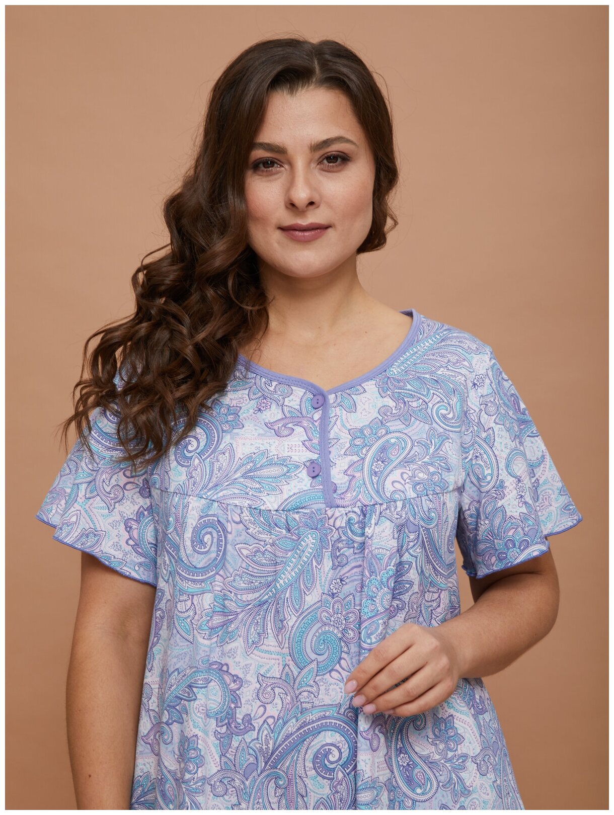 Сорочка ночная женская Алтекс сиреневая, размер 56 - фотография № 5