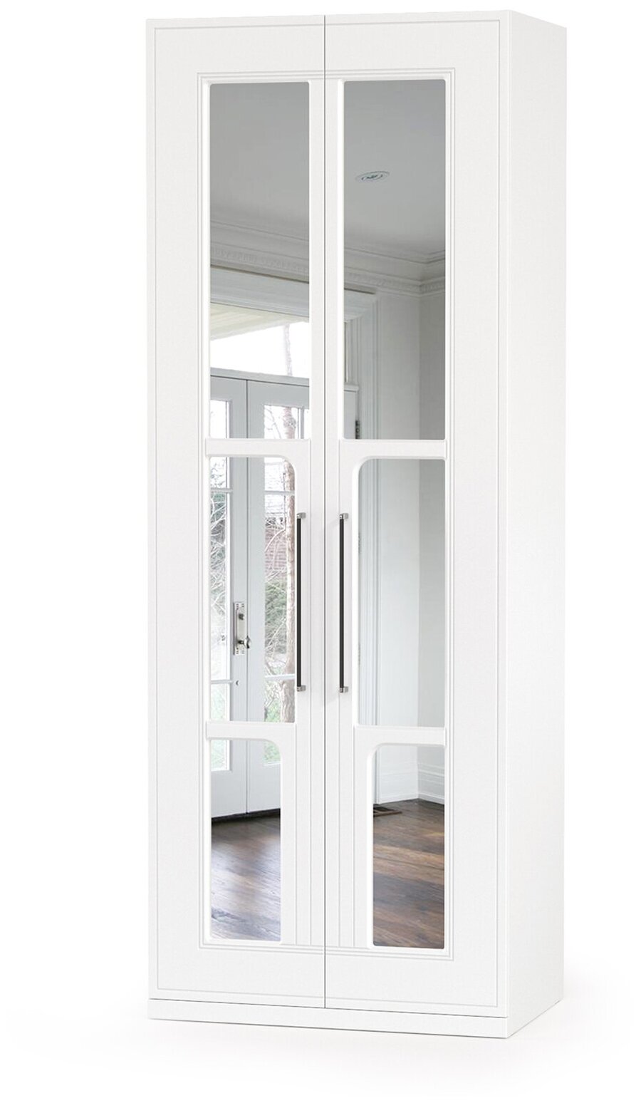 Шкаф для одежды с зеркалом Валенсия 13.329, цвет белый шагрень, ШхГхВ 84х54,2х225,3 см.