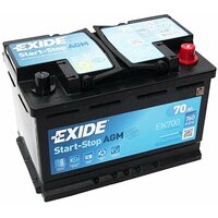 Аккумулятор (АКБ) EXIDE AGM EK700 70Ah ОП 760A для легкового автомобиля (авто) 278/175/190 6ст-70 70 Ач (Иксайд) АГМ