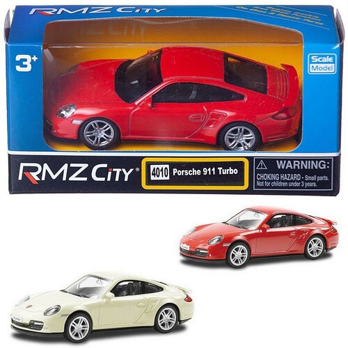 Машинка металлическая Uni-Fortune RMZ City 1:43 Porsche 911 Turbo, без механизмов, 2 цвета (красный/ машинка металлическая uni fortune rmz city 1 43 porsche panamera turbo без механизмов 2 цвета черный красный 444009