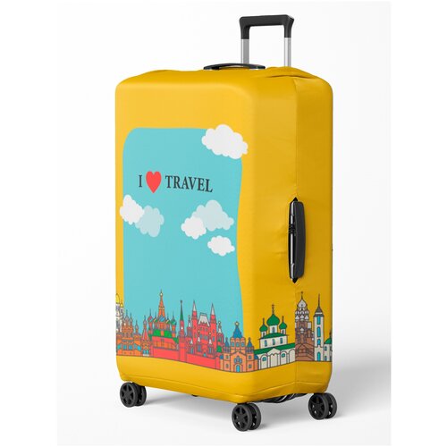 фото Чехол для чемодана , размер l, желтый, голубой cvt