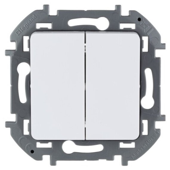 Выключатель Legrand INSPIRIA двухклавишный, 10 AX - 250 В, белый, 673620