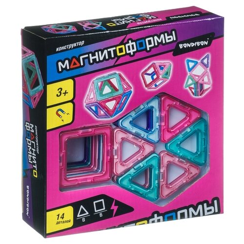 магнитный конструктор bondibon магнитоформы 6 квадратов BONDIBON Магнитоформы ВВ4400, 14 дет.